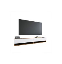 Mueble de TV de Pared Moderno Blanco-Roble - 180x31,5x29,5 cm - 2 Cajones y Estantes.